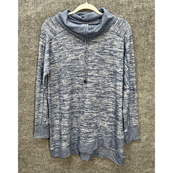 Chico's Tops - Chicos Zenergy Cowl Neck Tunic Sweater Top Size 0 (4/6) Blue Heather Long Sleeve